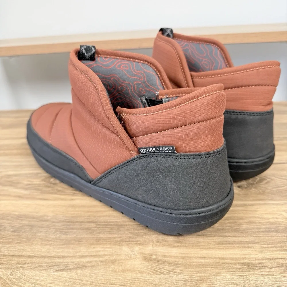 Ozark Trail Boot Slipper Puffer Orange Black Men's Size 10